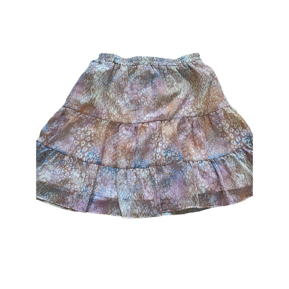 BB Dakota Women’s Small‎ Dreaming of Waves Tiered Skirt Pink Leopard